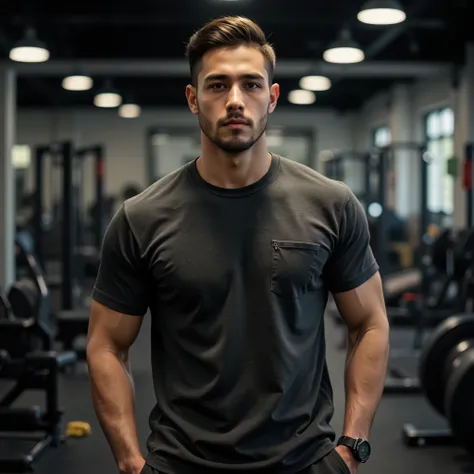 Half-body front view of a muscular man in fitted crewneck tee, staring directly at camera with strong straight neck, Subtle Adam's Apple Protrusion
Half body frontal/ Direct View Camera /straighten neck/slightly convex throat
【Sexy details】
Slightly ...