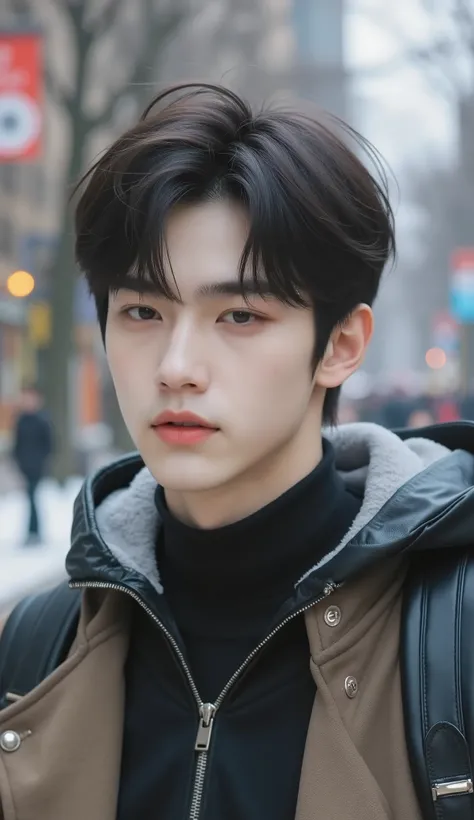 The male protagonist of the Korean Goyang Sang Sub. 20-year-old . college campus background. A.