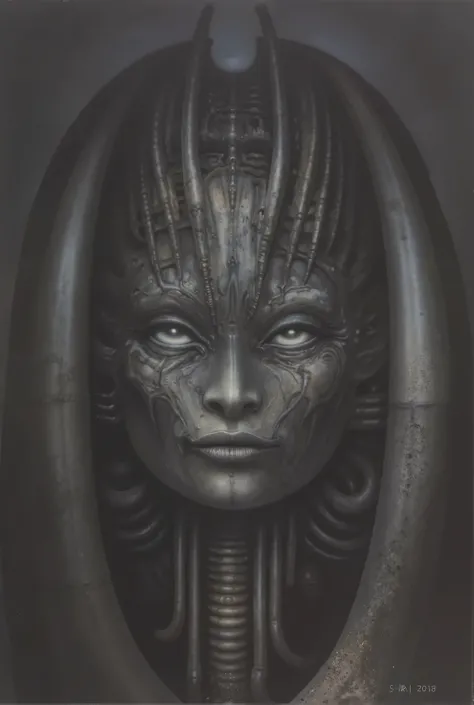 Please reproduce the original image as accurately as possible, capturing the intricate details of the biomechanical structures, the dramatic lighting, and the overall sense of unease. .(best quality:1.4)..The final image should evoke the same sense of awe ...