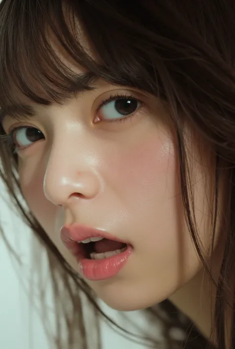 Saito Asuka opens her mouth,NFSW,erotic,this image is a close-up portrait of a young woman、masterpiece, accurate, 超exhaustive, exhaustive, high quality, Award winning , 最high quality, 16k、masterpiece, 最high quality,16k,8k,beautiful、face up、