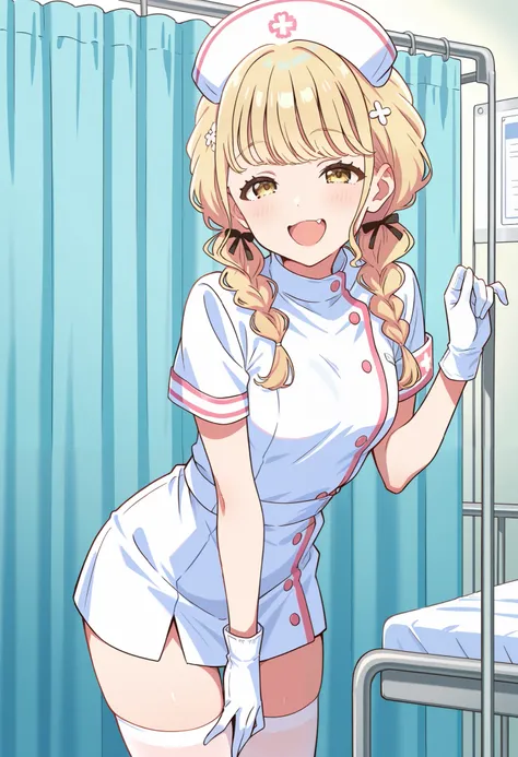 Score_9, score_8_up, score_7_up, source_anime, 1girl, fujita kotone, twin braids, blonde hair, hair ornament, bangs, yellow eyes, small breasts, (best quality), (high quality), {masterpiece}, extremely delicate and beautiful, ultra-detailed, beautiful deta...