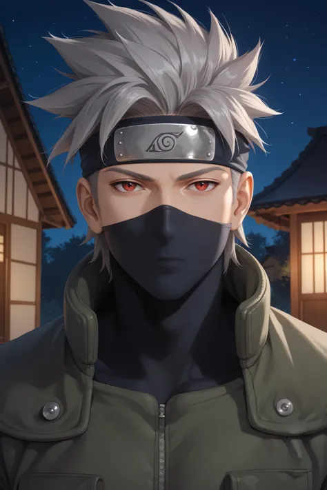 masterpiece, beautiful, ultra-detailed, detailed face, 4k, hd, perfect lighting, best quality, score_9, score_8_up, score_7_up, 2d art, perfect hands, perfect eyes
((cowboy shot))
kakashi, grey hair, covered mouth, mouth mask, red eye, scar across eye, for...