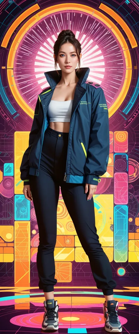 (masterpiece:1.2),(BEST QUALITY),(very well detailed),( super high resolution ),(best illustrations),8k,wallpaper, Beautiful Female Cyborg,Full Body,Psychedelic,vector art,Layered Textures,progressive,,SF,cyberpunk,super sexy:2.0