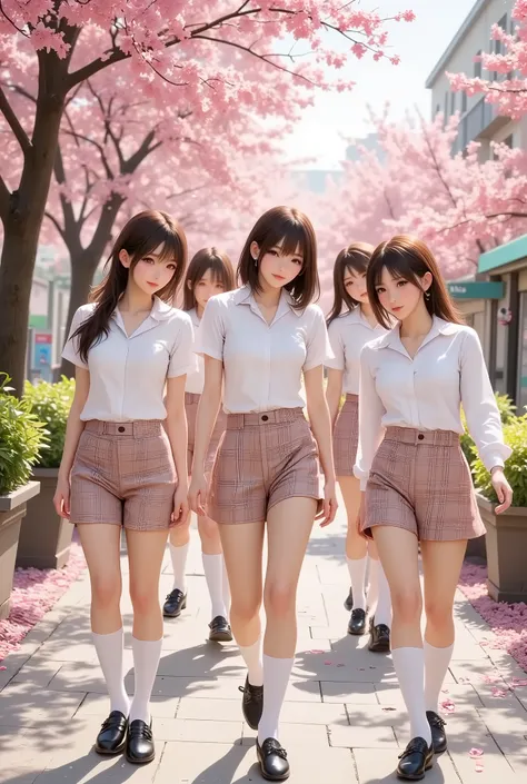 (Top Quality、masterpiece、winning work、16k), 、((a group of cute slim body girls on guraduation ceremony: 1.9))、school uniforms、blazers、white shirt、in a tartan check skirt、knee-high socks、 leather loafers、((big breasts:1.2), (Big Breasts:1.2), (raised and cr...
