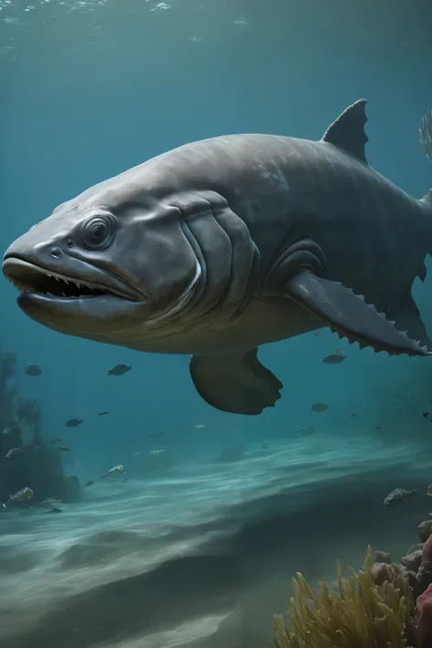 (masterpiece, 2k) solo, Dunkleosteus, prehistoric fish,