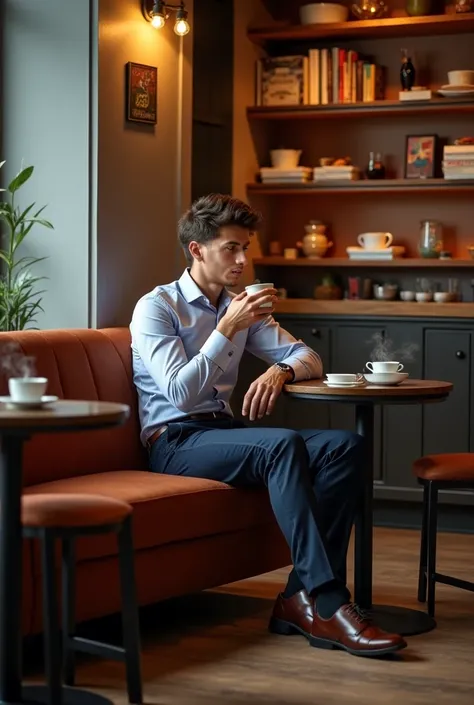 I want this boy sitting in a fancy coffee shop