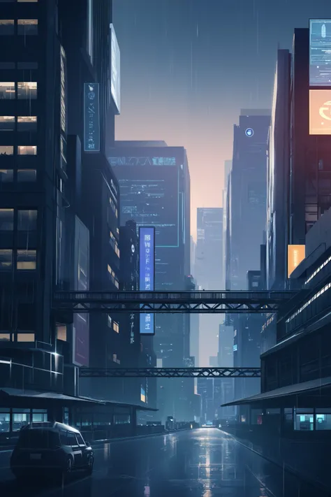 Cybertech's City of Shadows，Lonely Feeling ，Inorganic feeling， cartoon，Rain World ，The heroine runs around the city，Horizontal screen，Buildings account for a large proportion，Rich technological structure，rain，Horizontal walkthrough game，Horizontal screen，H...