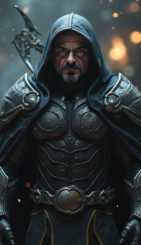 Robert Downey Jr. like Noob Saibot in a hyper-realistic and summarized version:
The scene focuses on the upper part of the body, exibindo Robert Downey Jr. with refined features , but darker. Your face carries a cold and calculating expression, with comp...