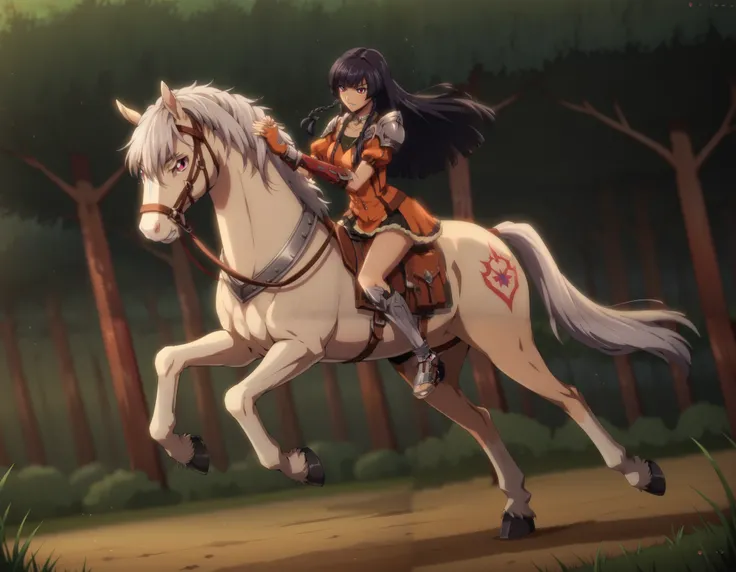 Highest image quality, intricate details, high resolution, depth field, Natural light, professional lighting, motion blur background, BREAK, kisyu, riding, horse, both hand holding rein, (a female knight riding a horse intense horseback riding chase in the...
