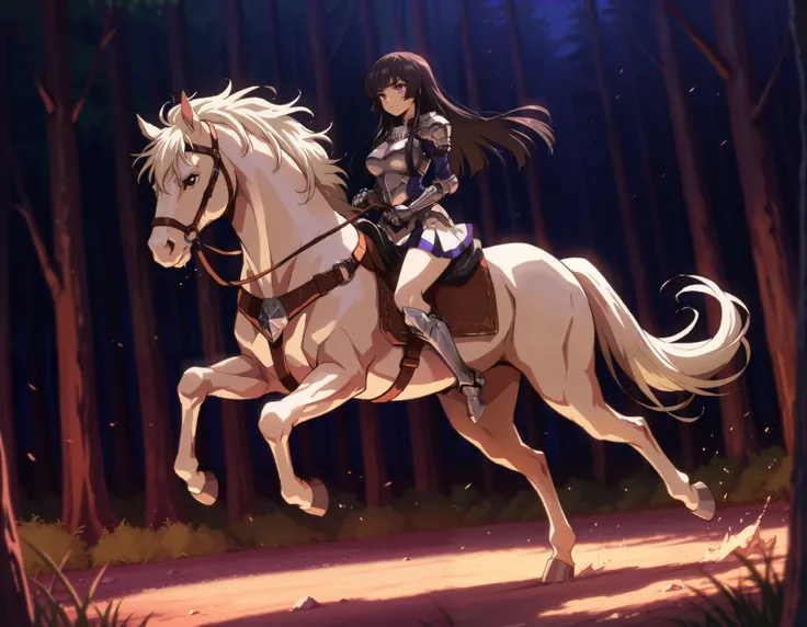  (masterpiece:1.3), (8K, best quality:1.3),, Highest image quality, intricate details, high resolution, depth field, Natural light, professional lighting, motion blur background, BREAK, kisyu, riding, horse, both hand holding rein, (a female knight riding ...