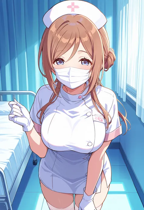 Score_9, score_8_up, score_7_up, source_anime, 1girl, himesaki rinami, blue eyes, brown hair, long hair, single hair bun, bangs, large breasts, (best quality), (high quality), {masterpiece}, extremely delicate and beautiful, ultra-detailed, beautiful detai...