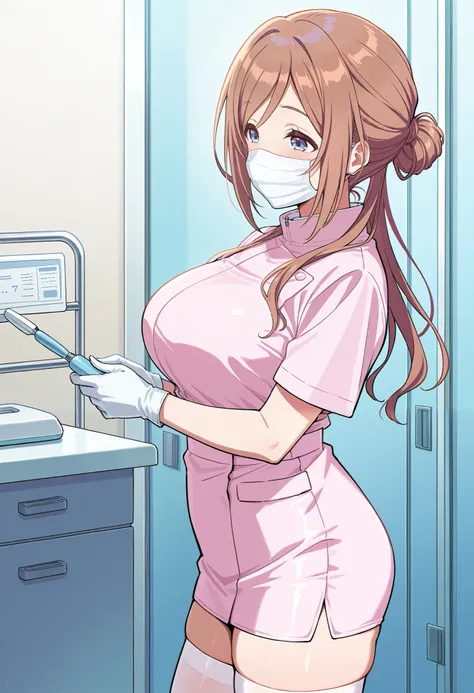 Score_9, score_8_up, score_7_up, source_anime, 1girl, himesaki rinami, blue eyes, brown hair, long hair, single hair bun, bangs, large breasts, (best quality), (high quality), {masterpiece}, extremely delicate and beautiful, ultra-detailed, beautiful detai...