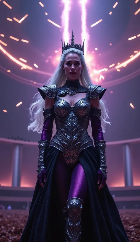  Angelina Jolie as Sindel in the arena  *Meteor Storm*  would be an absolutely majestic and imposing sight . Imagine Angelina,  with her strong presence and penetrating gaze ,  embodying the queen of Edenia with a royal and threatening posture .  Her long ...