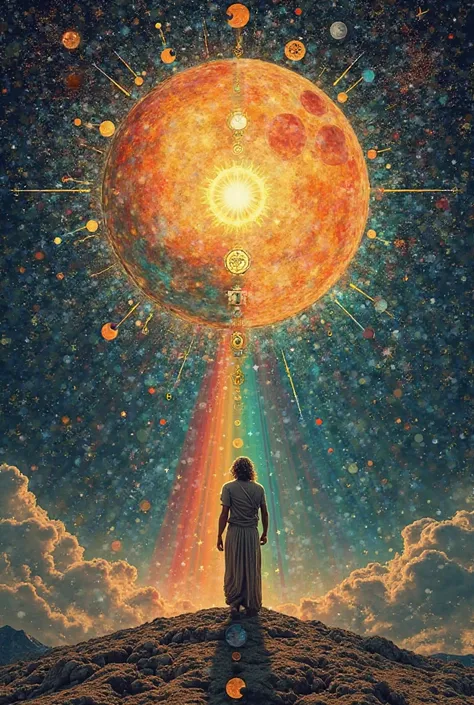 ipad wallpaper, sun, moon,eclipse, duality, hermes, mercury, rainbow, astrology,  the world (tarot), collage