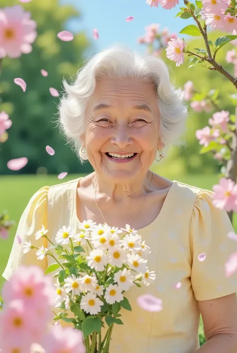 Sunny happy grandma,spring