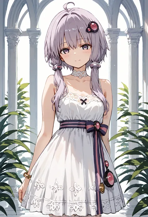 Yuzuki Yukari,Pure white dress,hair ornament, small .white