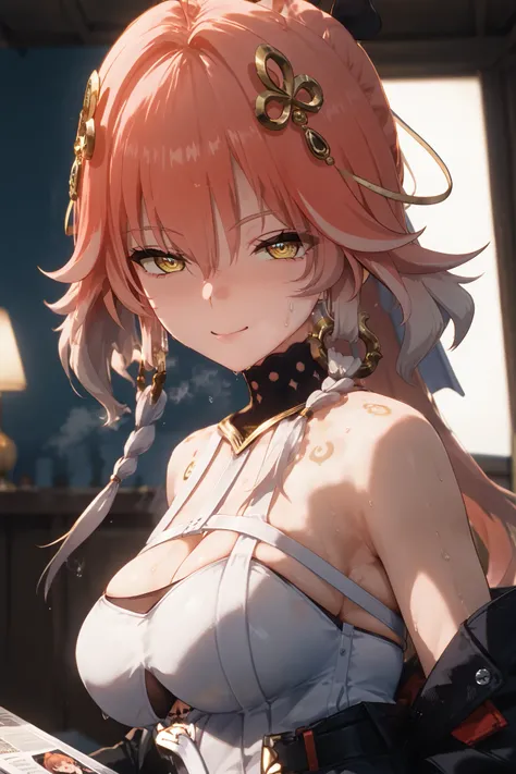score_9, score_8_up , score_7_up , score_6_up , score_5_up ,
(masterpiece, best quality), ultra detailed, megami magazine,
warm lighting, rim light,
BREAK

pov, from side,nsfw,looking at viewer,
 1girl , Changli, naughty face,cute face,
large breasts, brea...