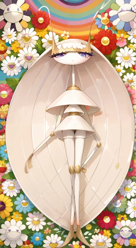 in style of Takashi Murakami,(Pheromosa from Pokemon:1.0), (pheromosa:1.0),(harmony of flower), intricate digital painting, (mechanical flower), highly intricate and colorful, dark but detailed digital art, Highly detailed symmetry, detailed digital artwor...