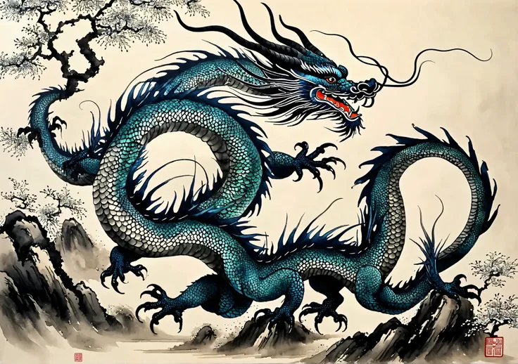 Oriental Dragon ink painting Top Quality