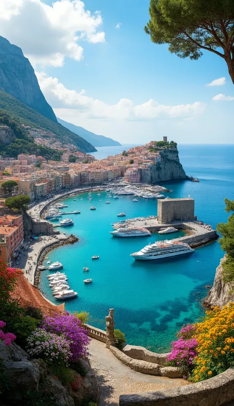 masterpiece、Best Quality DVD、Good Seasonal Scenery Images of Italy、Detailed CG Unity 8K Wallpaper、Port of Naples、Overlooking the Port and the City、Boat、beautiful colored seascapes、Houses and Buildings、colorful flowers、cliff、nature、Glamorous City Area、Port ...
