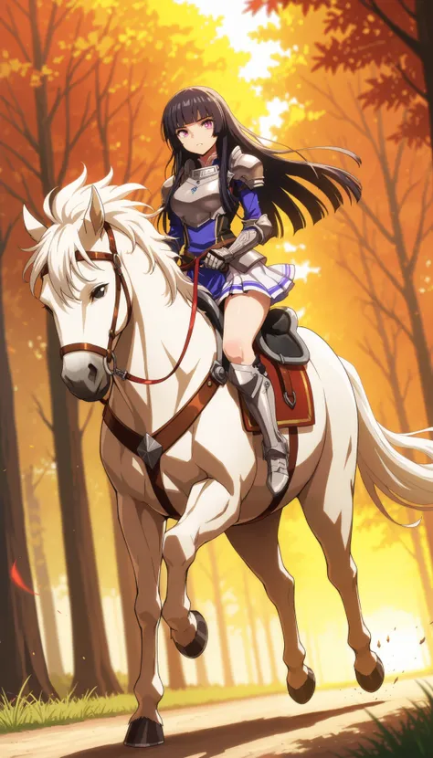 (masterpiece:1.3), (8K, best quality:1.3), Highest image quality, intricate details, high resolution, depth field, Natural light, professional lighting, motion blur background, BREAK, kisyu, riding, horse, both hand holding rein, (a female knight riding a ...