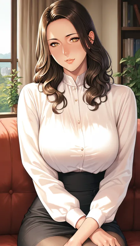 Girl seen from the side , Vol sidewaystuous women, Older, Big Breasts, mature woman, of motherhood, wide waist , score_9, score_8_ sideways, score_7_ sideways, score_6_ sideways, source_anime, beautiful face, expressive eyes, detailed...