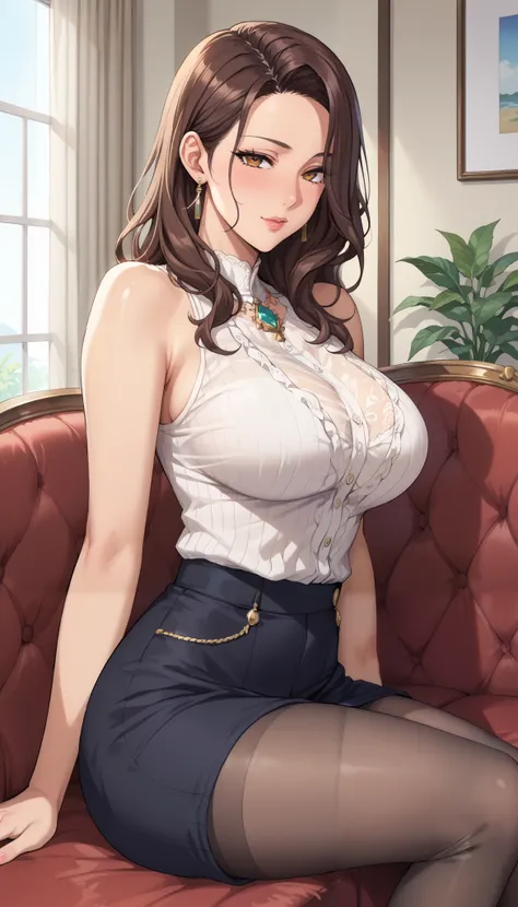 Girl seen from the side , Vol sidewaystuous women, Older, Big Breasts, mature woman, of motherhood, wide waist , score_9, score_8_ sideways, score_7_ sideways, score_6_ sideways, source_anime, beautiful face, expressive eyes, detailed...