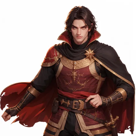 arafed image of a man dressed in a medieval costume, paul atreides, picture of a male cleric, casimir art, shadowverse character concept, paul atreides as emperor of dune, official character art, male vampire of clan banu haqim, male artificer, rogue bard,...
