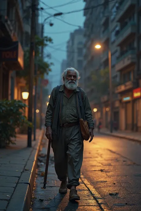 old man named Balakrishnan was walking down the street late at night