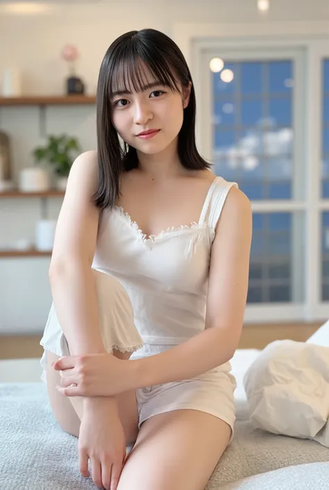 completely naked、naked、big 、ECup Size 、saggy 、Erectile Head、 You can see beautiful dark pubic hair 、 completely nakedで立っています、(Photorealistic), (Photorealistic), tamago cloth , one woman, (Korean beauty:1), (Japanese:1), Perfect Figure, legs、smile