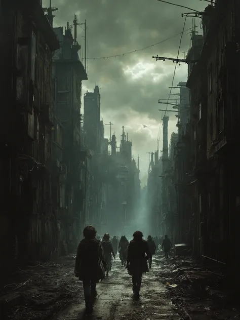 ((Into the black)), Echoes of Brutality++, (beyond the darkest charred Surrealist Realms, dystopian vistas, (harsh post apocalyptic dark & dusty Winter scenes), (a terrifying and brutalist wasteland & immersive landscape), a darkly Strange world, science f...