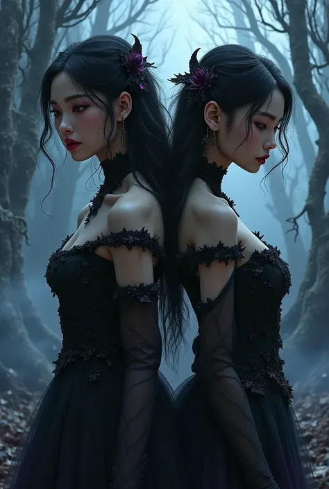 Sana e tzuyu do grupo de kpop twice, em forma de dark fantasy 