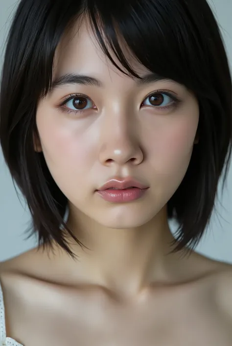 (( best quality )), ((masterpiece)), ( details), first-person view ,1 girl, sexy,( Bring Your Face Closer ),((I'm opening my mouth wide )),((Big Breasts, underwear, Short Bob Hair)), black hair , (( without makeup, small eyes))