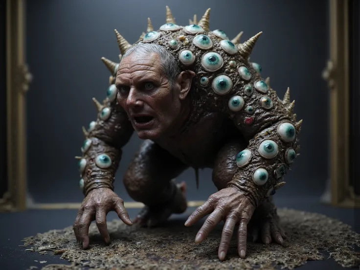 Keir Starmer a monster made of eyeballs, highly detailed, photorealistic, 8K, hyperrealistic, dramatic lighting, gothic horror atmosphere, dark fantasy, ominous, surreal, unsettling, twisted, creepy, monstrous, eyeball creature, horrifying, unsettling, nig...