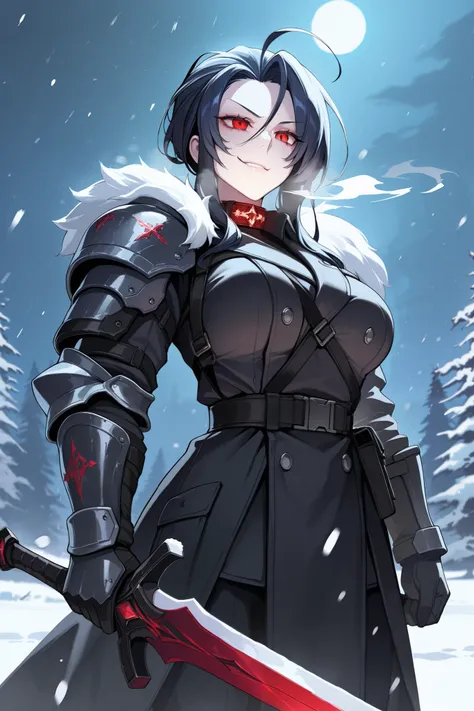 absurdres, (((Ultra HD))), (((Ultra High Quality))), ((hyper detailed)), ((Ultra High Resolution)), (Highly rendered), ((detailed eyes)), (((8K))), ((perfect face)), ((masterpiece)), cinematic, darkened, solo, 1girl, tall, dark blue hair, long hair, slicke...