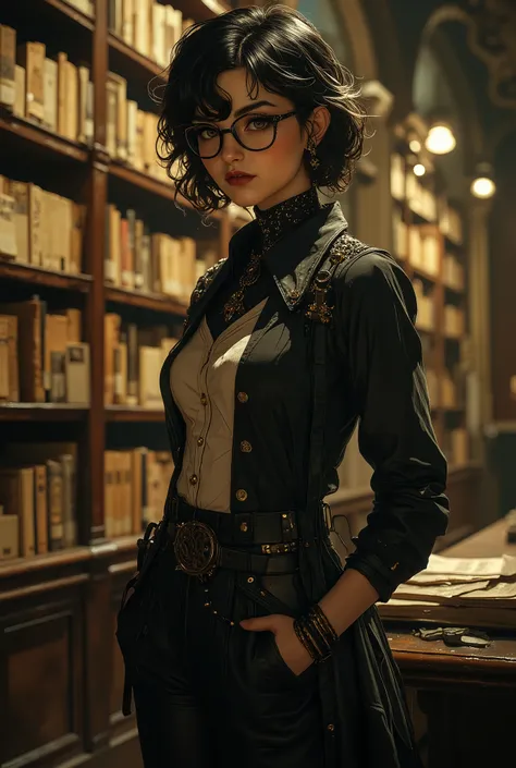 Cool rocker, pretending to be just a boring librarian with glasses.
