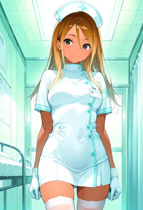Score_9, score_8_up, score_7_up, source_anime, 1zum1, solo, dark-skinned female, tan, long hair, gradient hair, brown hair, blonde hair, hair between eyes, black eyes, (best quality), (high quality), {masterpiece}, extremely delicate and beautiful, ultra-d...