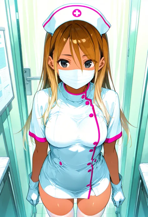 Score_9, score_8_up, score_7_up, source_anime, 1zum1, solo, dark-skinned female, tan, long hair, gradient hair, brown hair, blonde hair, hair between eyes, black eyes, (best quality), (high quality), {masterpiece}, extremely delicate and beautiful, ultra-d...