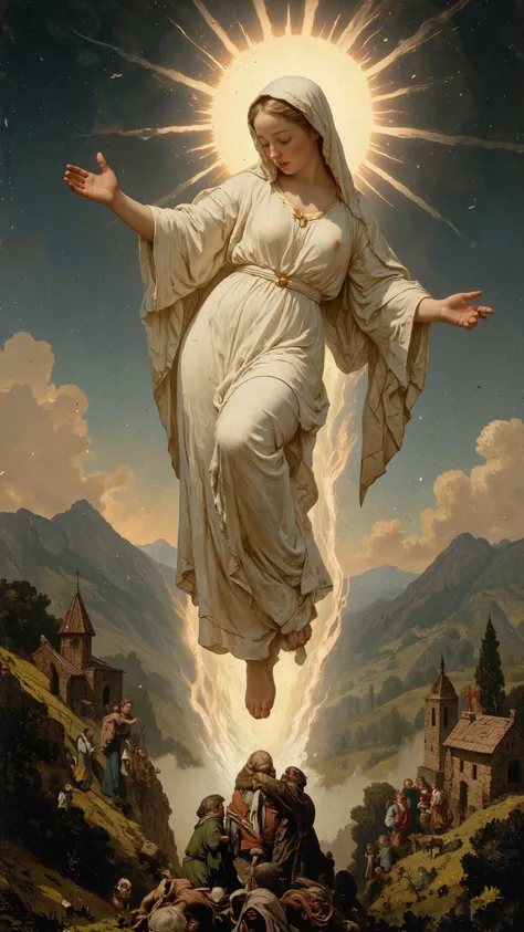 ((NSFW)),
19th Century style,
Full body,
Old photo,

A photograph of a beautiful Madonna descending in a blaze of light near a small church in the Italian countryside in the 19th century. The Madonna is large and a little blurry.