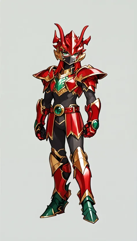 ((My Hero Academia Style)), ((OC)), ((1guy)), ((male)), (Anthro), ((perfect face)), (((perfect hands))), ((perfect anatomy)), (Knee gap), (Ankle Gap), ((standing)), ((looking at viewer)), ((plain background)), ((full body photo;1.5)), ((Red Dragon Armor Cl...