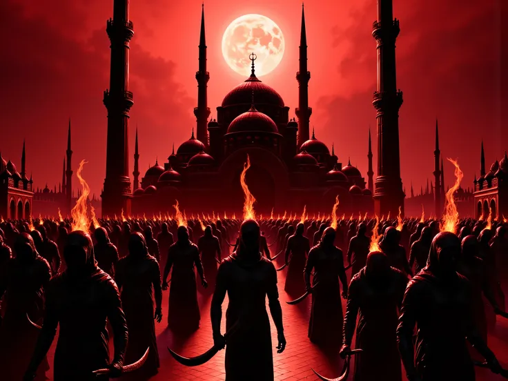 Aesthetic: Dark minarets, burning script, crescent-shaped blades, branded flesh. Imams mosques.
Doctrine: Submission is freedom. 1984. Outcome: theocracy, caliphate, dystopia