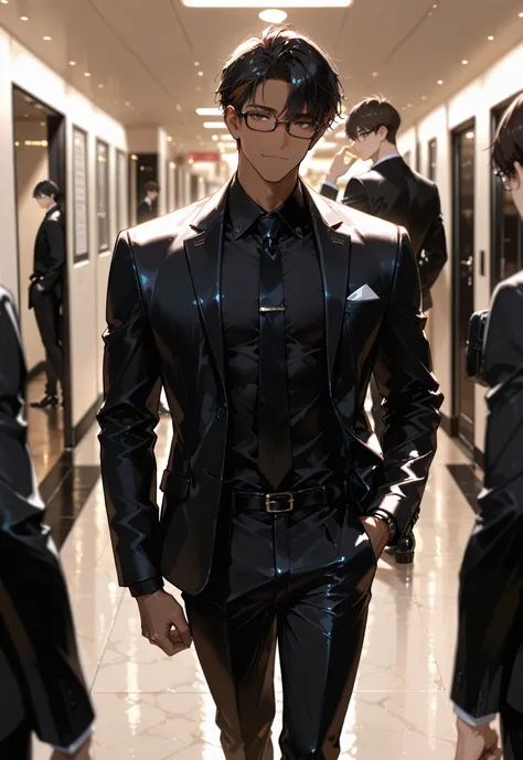 masterpiece,best quality,amazing quality, detailed eyes, very aesthetic, depth of field, detailed background, 1boy, , male has brown skin, male has long face, male has low fade hair , male has squinted eyes, male has dark brown eyes, black hair, male is mu...
