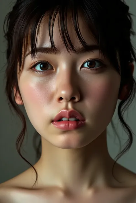 (( top quality )), ((masterpiece)), ( details), first-person view ,1 Girl, sexy,( Bringing Your Face Closer ),((with your mouth wide open )),((Big Breasts, underwear, short bob)), black hair , (( without makeup, small eyes))
