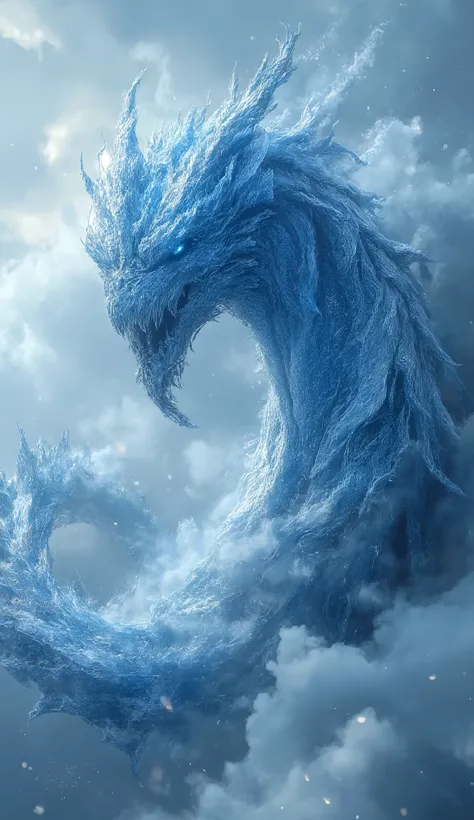 Dragon God – The Frozen Tempest**
*A **serpentine deity** with **scales like shattered ice** coils through the sky, his **mane of blizzard-fog** whipping in the wind. His **claws grip a frozen thunderbolt**, and his **muted cloud-lion** walks on air besi...