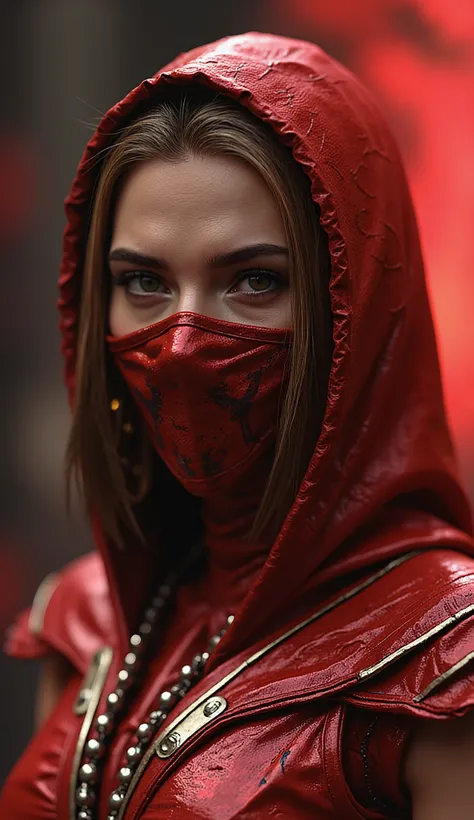 Here's a prompt designed to generate a super realistic image of Scarlett Johansson as Scarlet, with her shiny red and metallic outfit, plus a shiny metallic red mask:
"Hyper-realistic Close-up of Scarlett Johansson as Scarlet, the enigmatic warrior of * ...