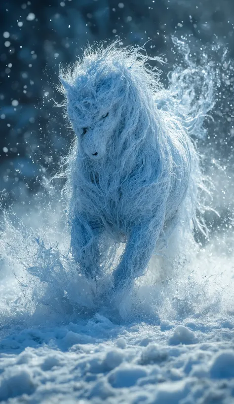 Horse God – The Celestial Stallion**
*A **god with a mane of comet trails** gallops across a **tundra of crushed pearls**, his **hooves shattering the frost into prismatic sparks**. His **muted kirin companion** has **frost-flame antlers** and smoke for ...