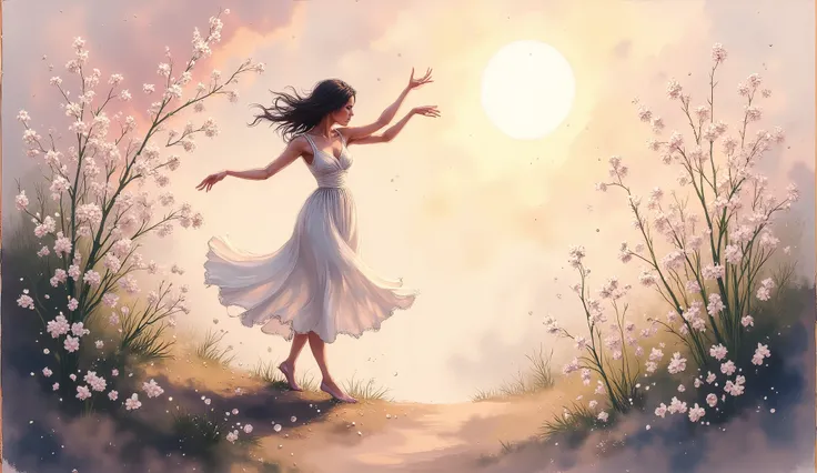 loish and pascal campion art, an ethereal scene of lily of the valley blooming soft white bell-flowers gently drooping like tiny tranlucent porcelain chimes, their fragrance lingering in the silver air. A quiet breeze stirs the leaves, dew glistening like ...