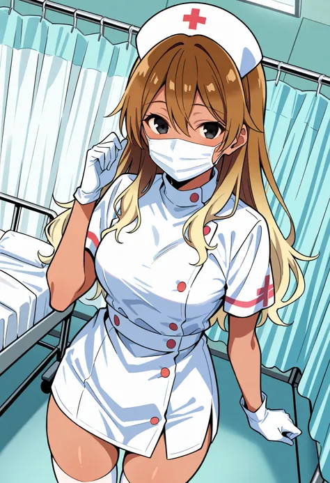Score_9, score_8_up, score_7_up, source_anime, 1zum1, solo, dark-skinned female, tan, long hair, gradient hair, brown hair, blonde hair, hair between eyes, black eyes, (best quality), (high quality), {masterpiece}, extremely delicate and beautiful, ultra-d...