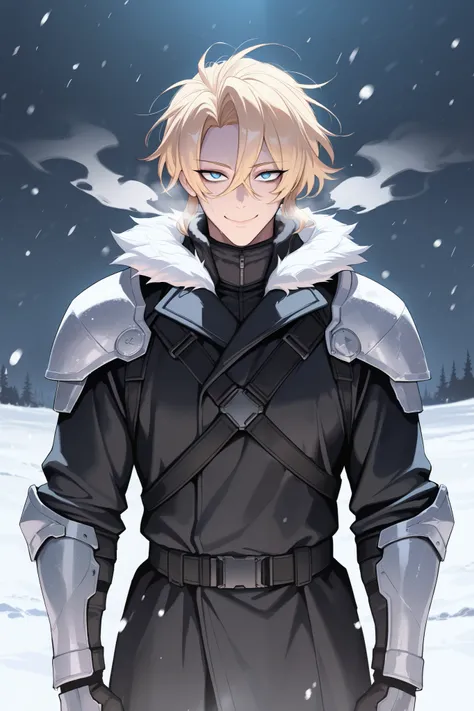 absurdres, (((Ultra HD))), (((Ultra High Quality))), ((hyper detailed)), ((Ultra High Resolution)), (Highly rendered), ((detailed eyes)), (((8K))), ((perfect face)), ((masterpiece)), cinematic, darkened, solo, 1boy, tall, toned body, blonde hair, smile, sh...