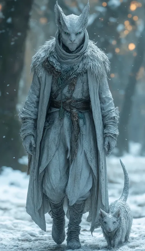 Rat God – The Frostwhisper Strategist**
*A sleek, silver-furred deity with **ice-veined robes** treads lightly across a frozen moat, his **long whiskers twitching with arcane calculations**. A **muted snow-rat with jade eyes** scurries beside him, leavin...